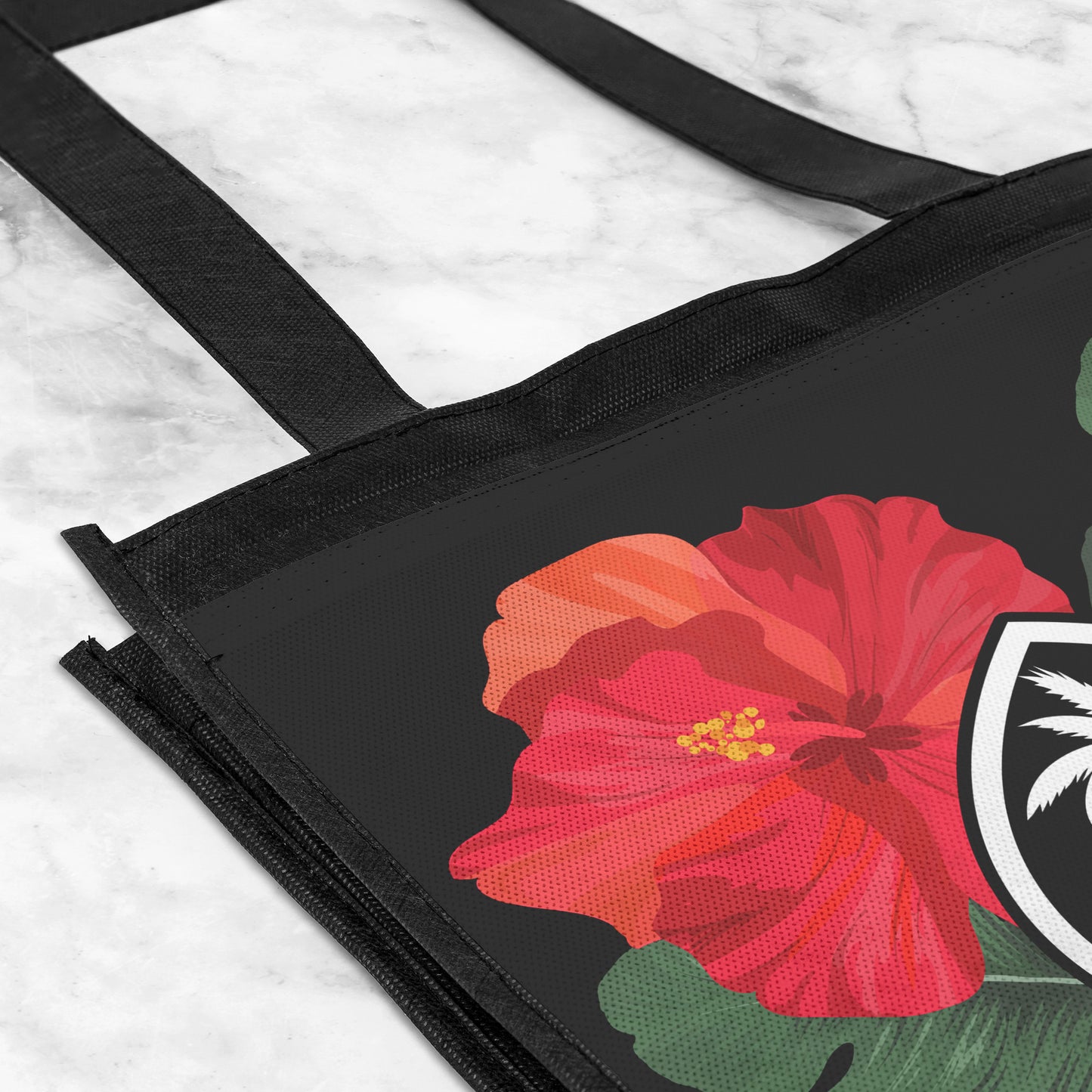 Guam Hibiscus Paradise Red Grocery Tote Bag