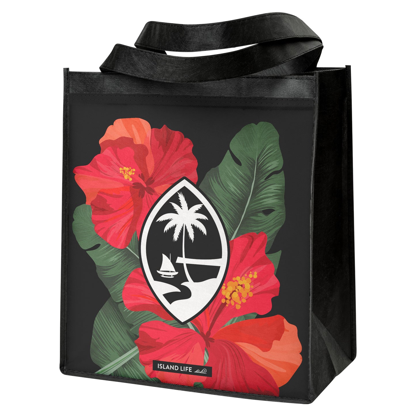 Guam Hibiscus Paradise Red Grocery Tote Bag