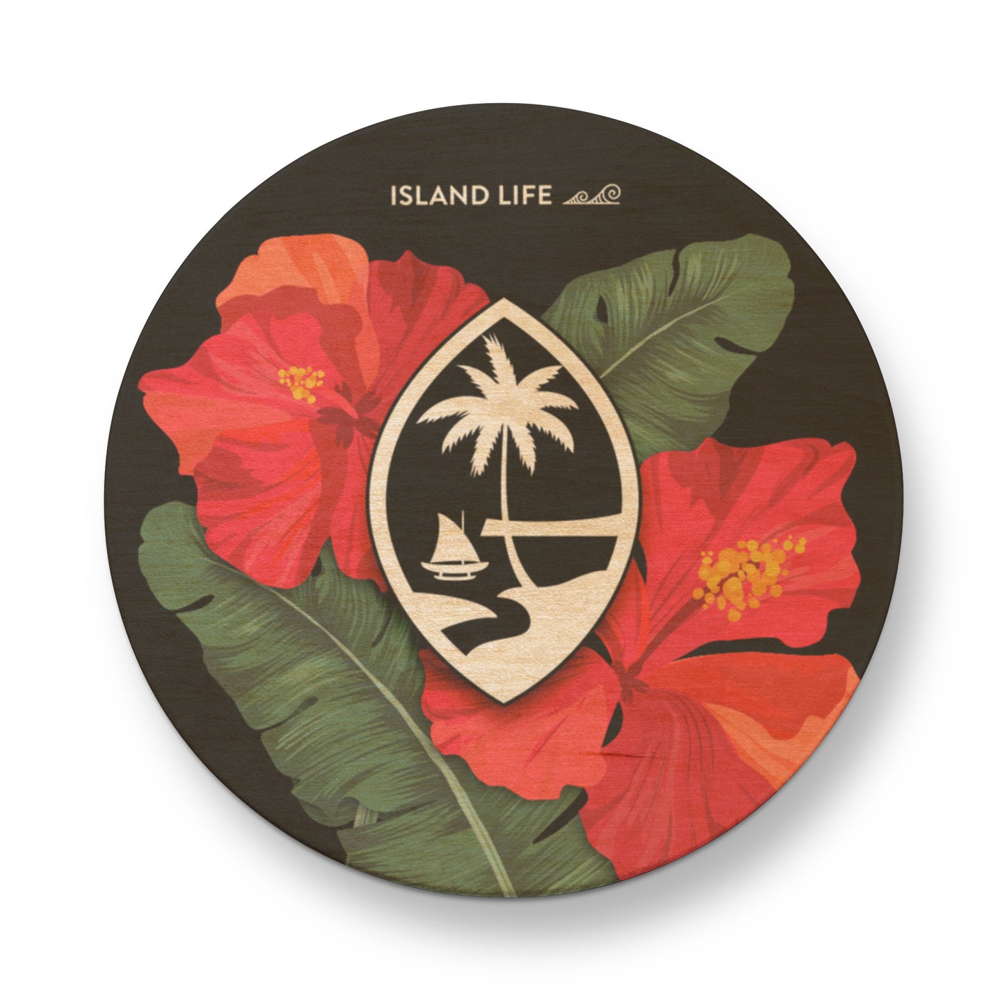 Guam Hibiscus Paradise Red Wooden Magentic Bottle Opener