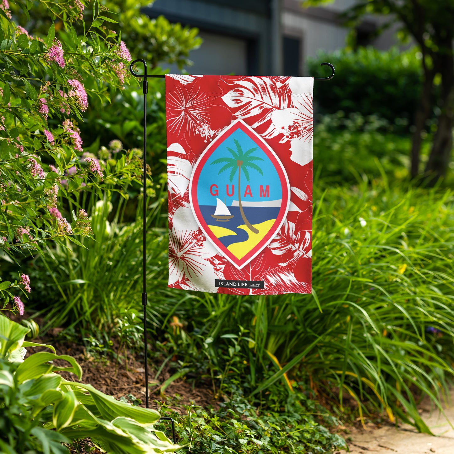 Guam Hibiscus Red Double-Sided Garden Flag