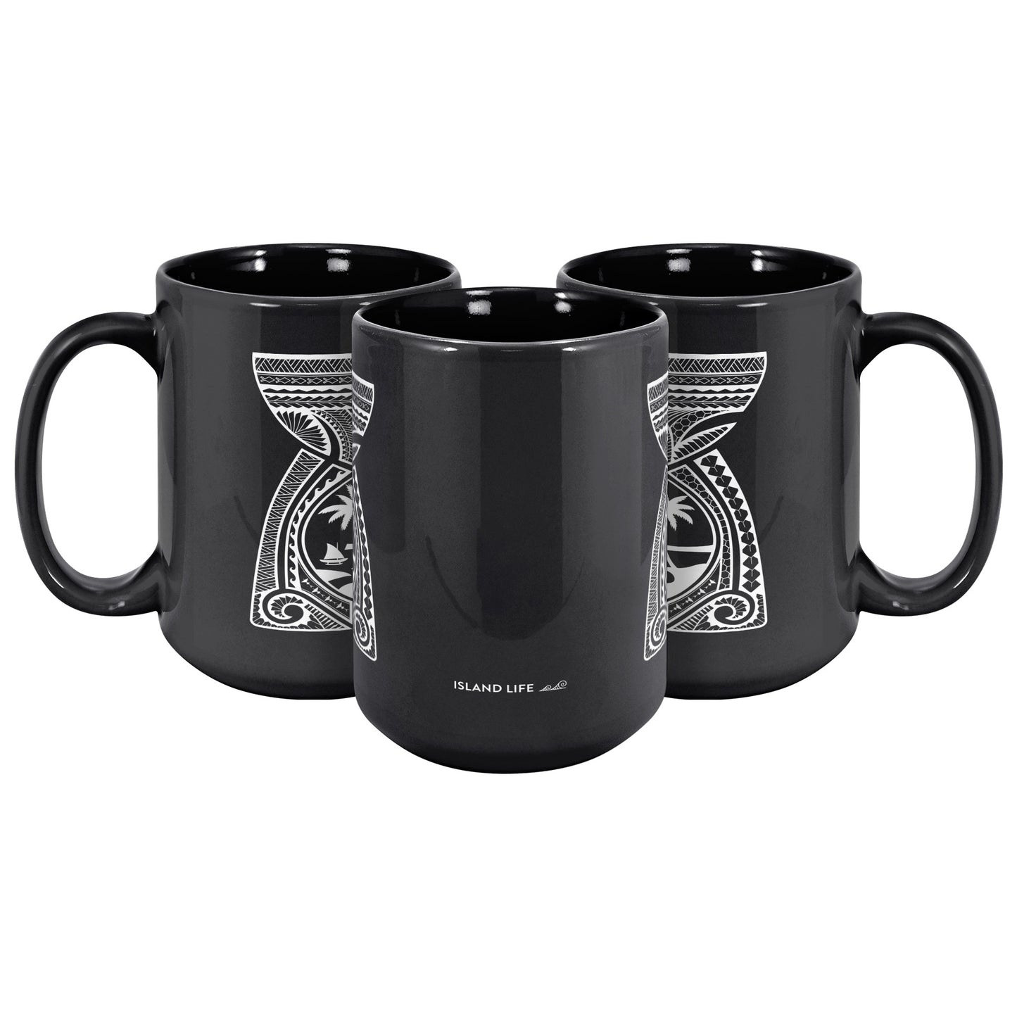Guam Latte Stone Tribal 15oz Black Mug