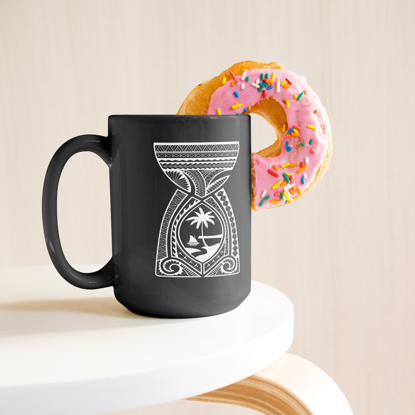 Guam Latte Stone Tribal 15oz Black Mug