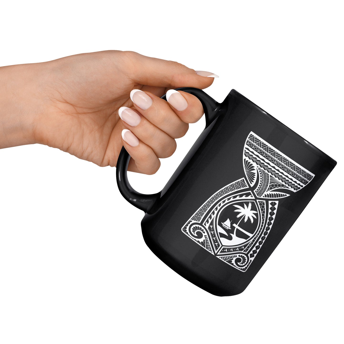 Guam Latte Stone Tribal 15oz Black Mug