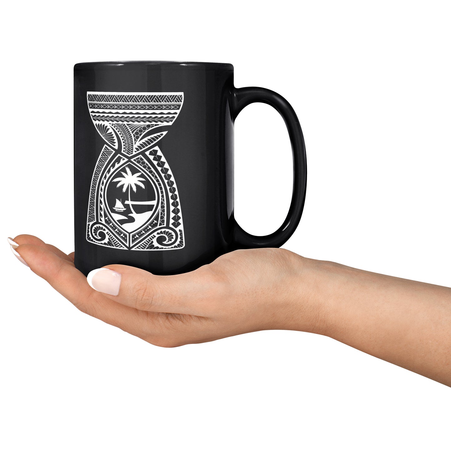 Guam Latte Stone Tribal 15oz Black Mug