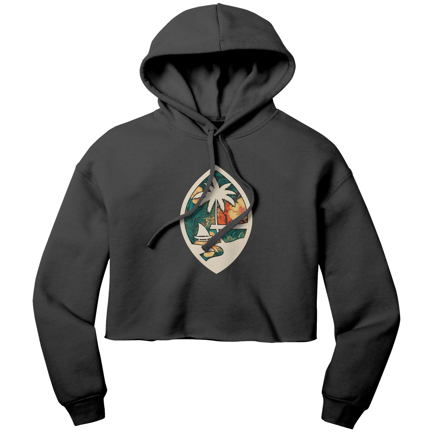 Guam Seal Floral Women's Crop Fleece Pullover Hoodie