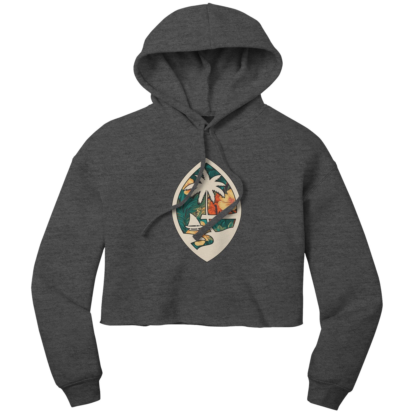Guam Seal Floral Women's Crop Fleece Pullover Hoodie