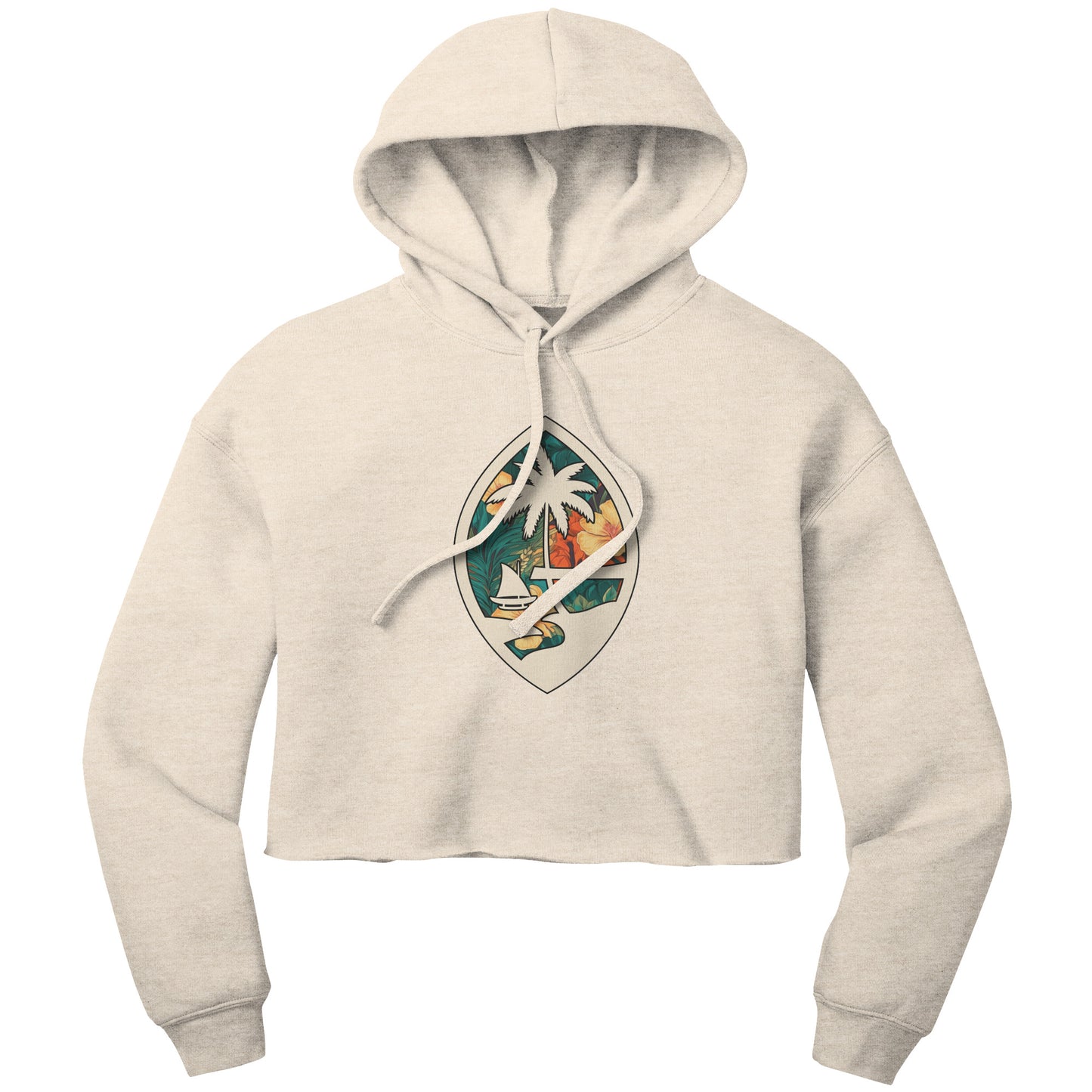 Guam Seal Floral Women's Crop Fleece Pullover Hoodie