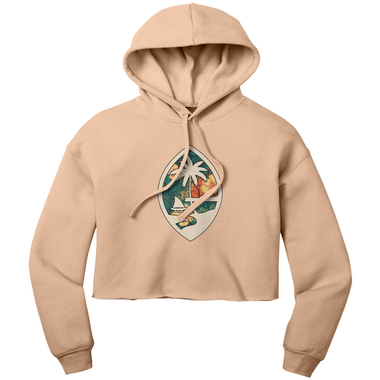 Guam Seal Floral Women's Crop Fleece Pullover Hoodie