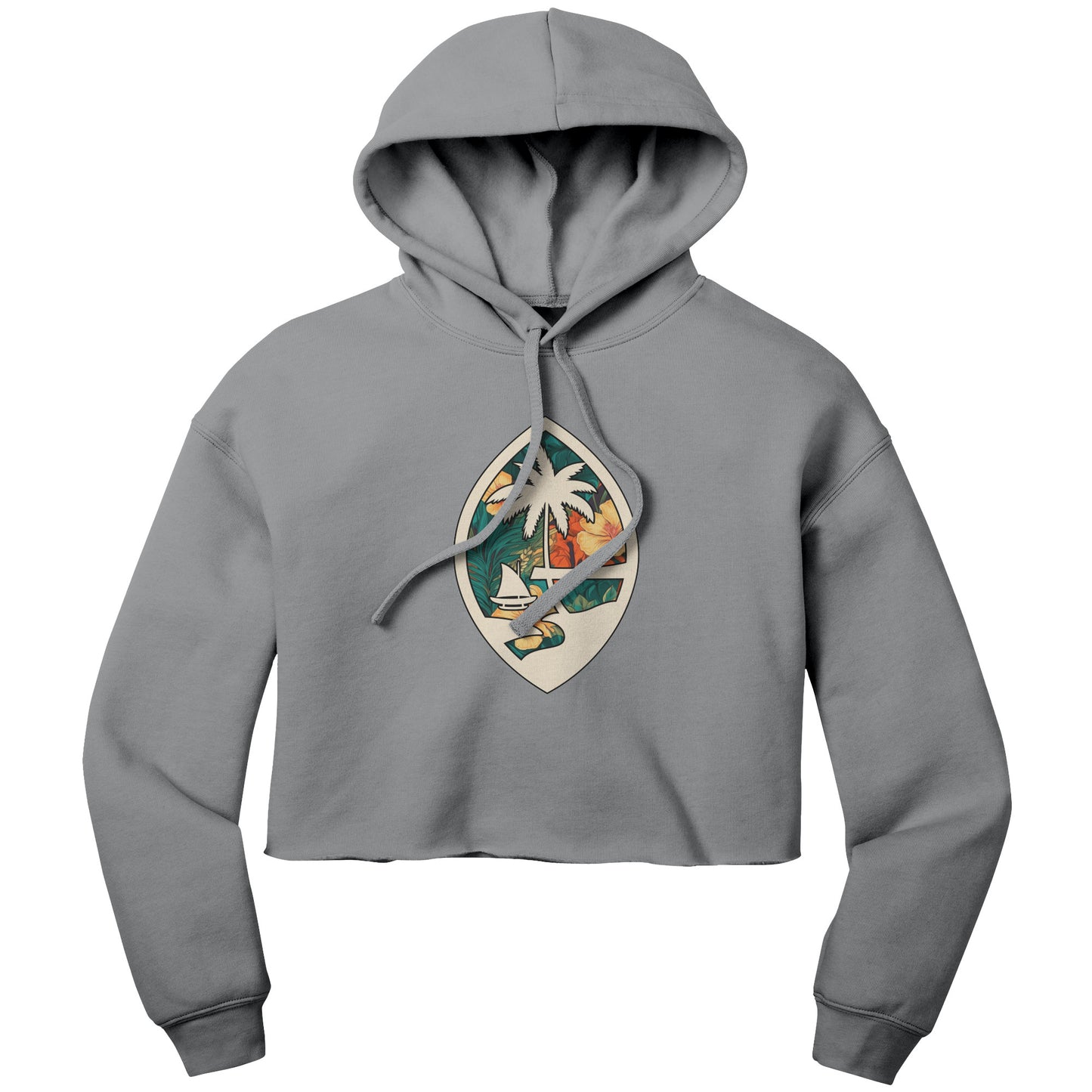 Guam Seal Floral Women's Crop Fleece Pullover Hoodie
