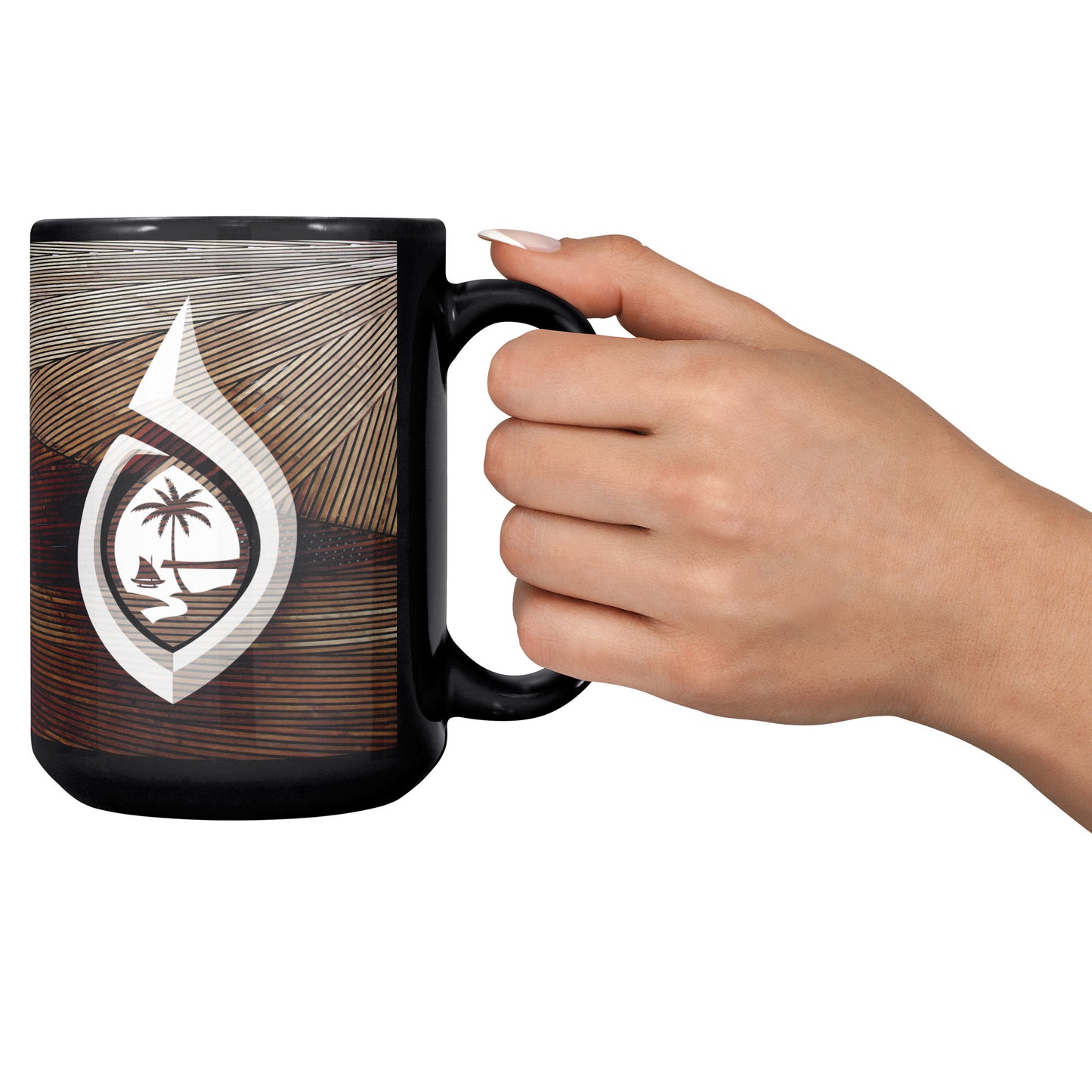 Guam Seal Tribal Hook 15oz Black Mug