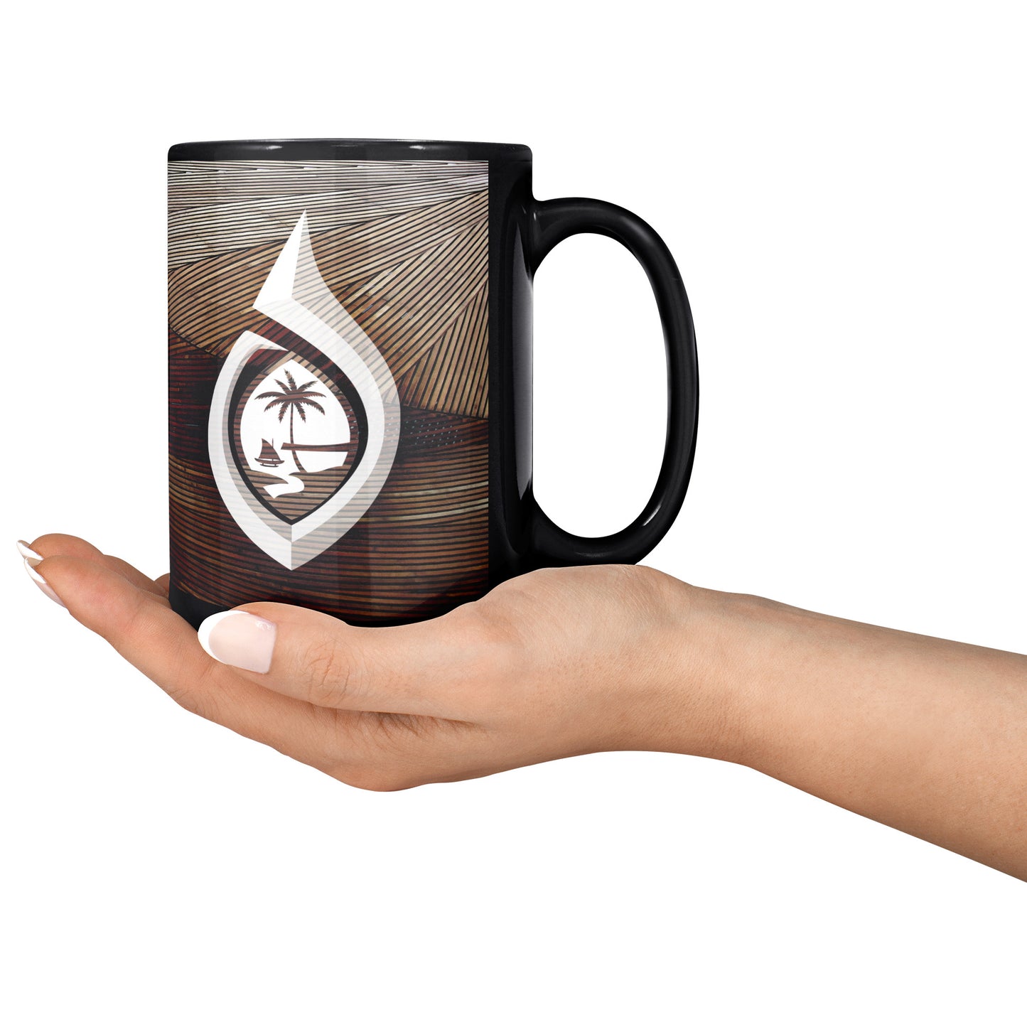 Guam Seal Tribal Hook 15oz Black Mug