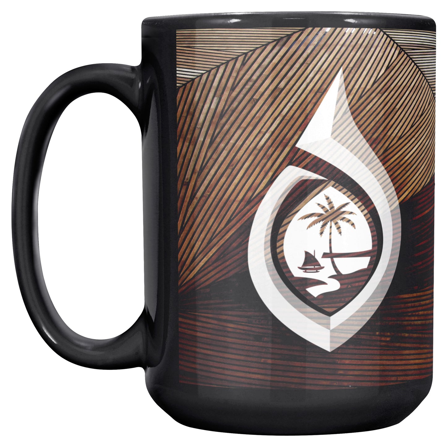 Guam Seal Tribal Hook 15oz Black Mug