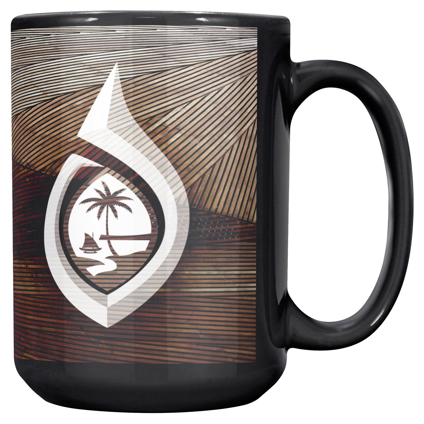 Guam Seal Tribal Hook 15oz Black Mug