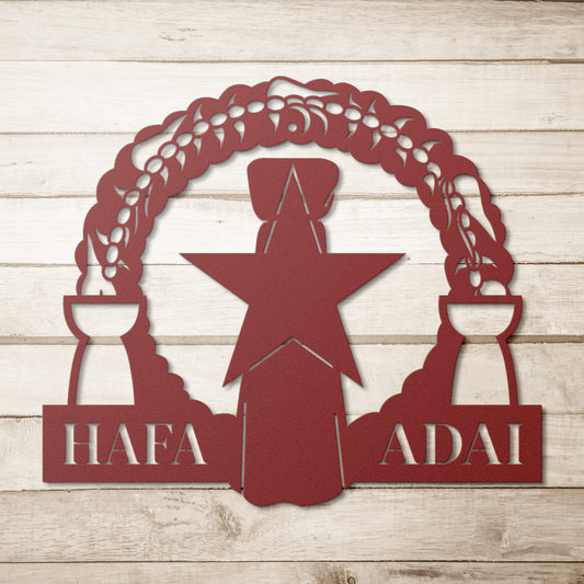 Hafa Adai CNMI Seal Latte Stone Metal Wall Decor Sign
