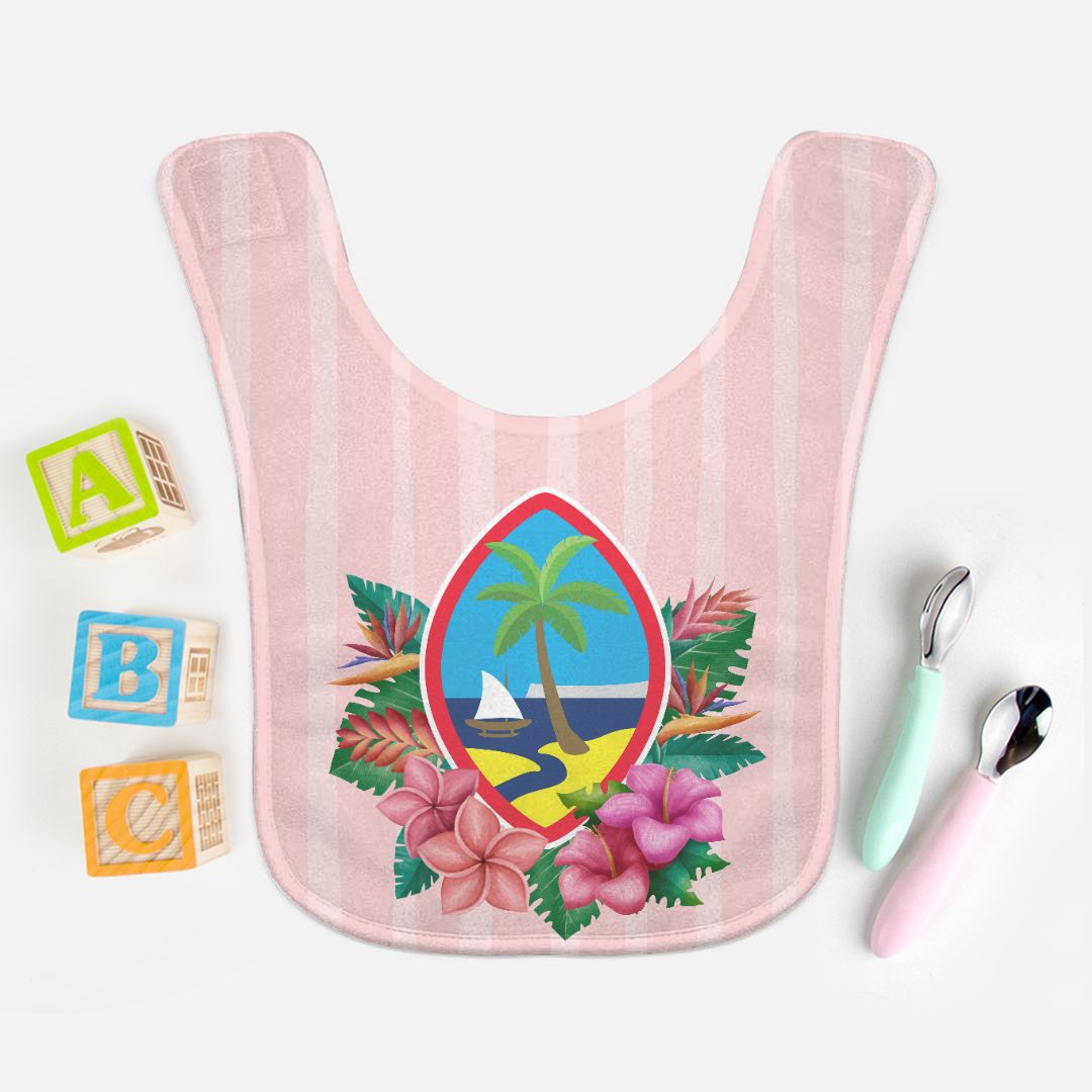 Guam Seal Pink Floral Baby Bib