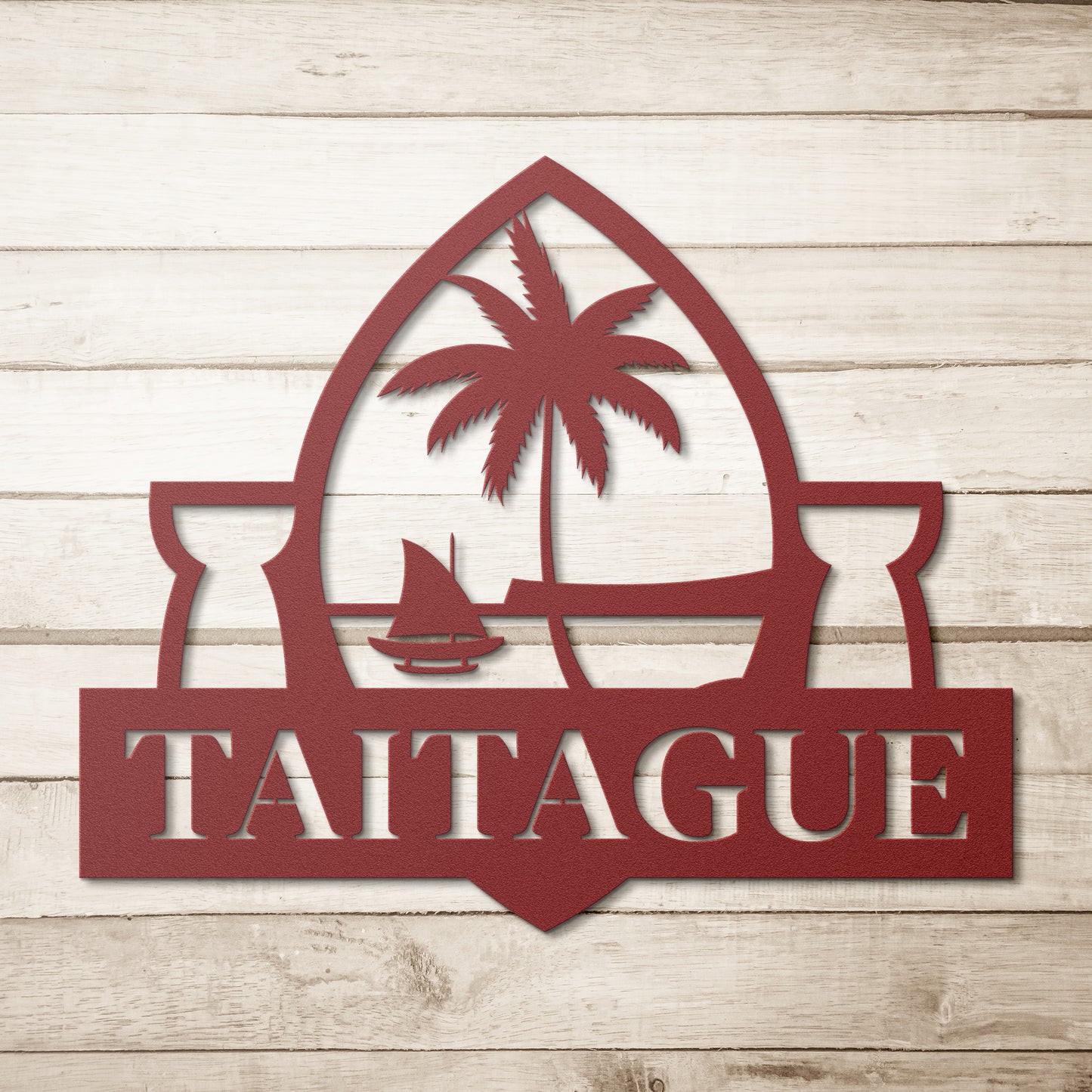 Personalized Guam Seal Latte Stone Metal Wall Decor Sign