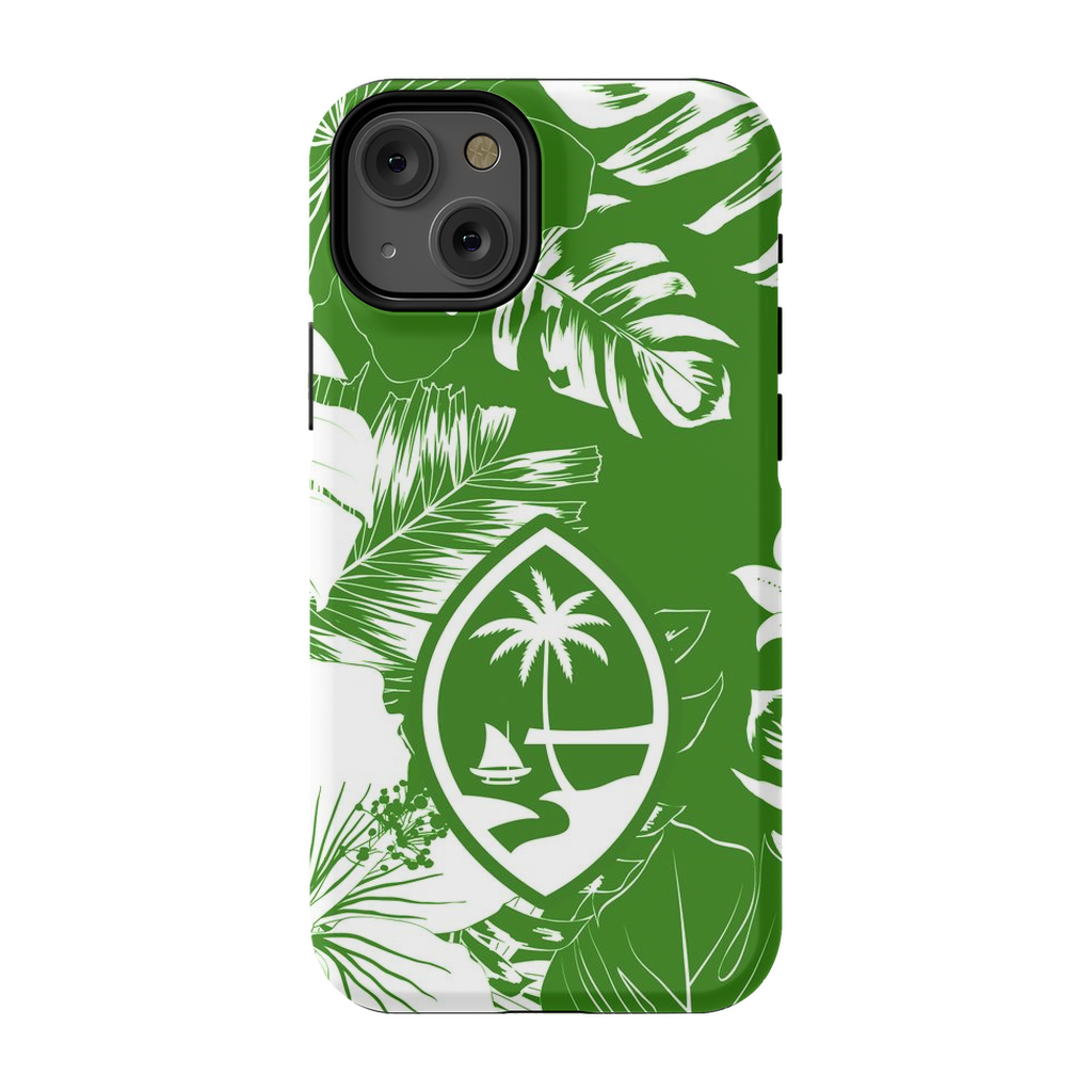 Guam Hibiscus Floral Green Premium Glossy Tough Phone Case