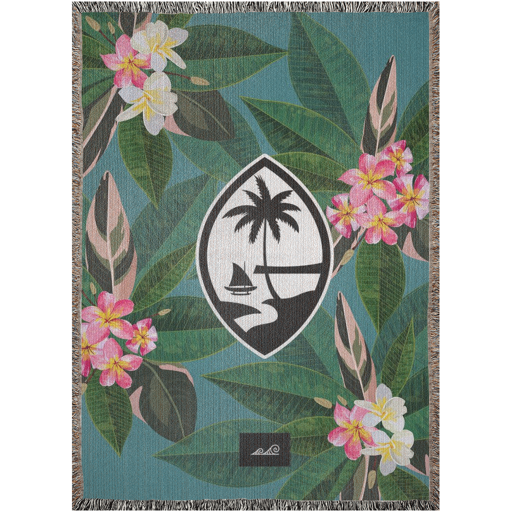 Guam Plumeria Flowers Woven Blanket