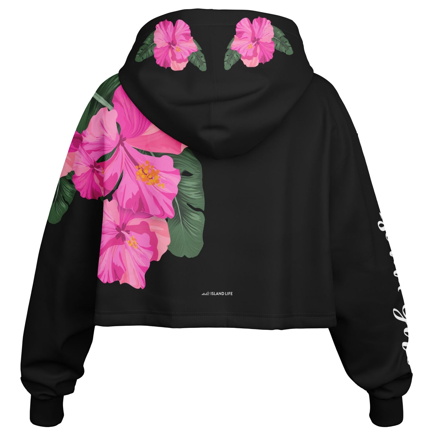 Guam Hibiscus Paradise Pink Cropped Hoodie