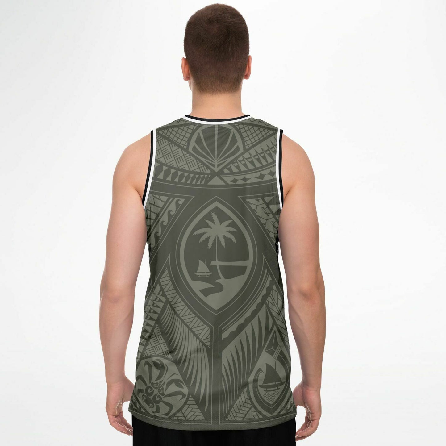 Guahan Tribal Olive Guam Basketball Jersey