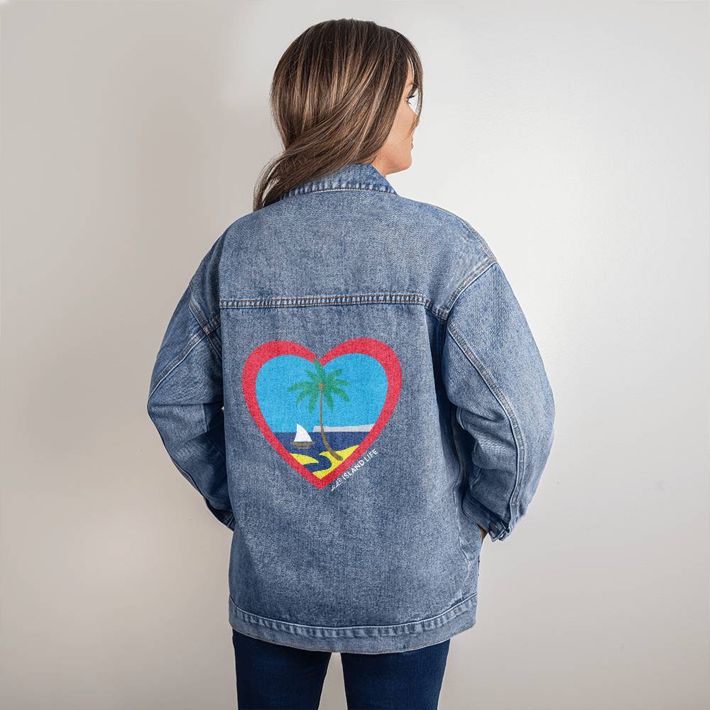 Heart Guam Color Oversized Women's Denim Jacket