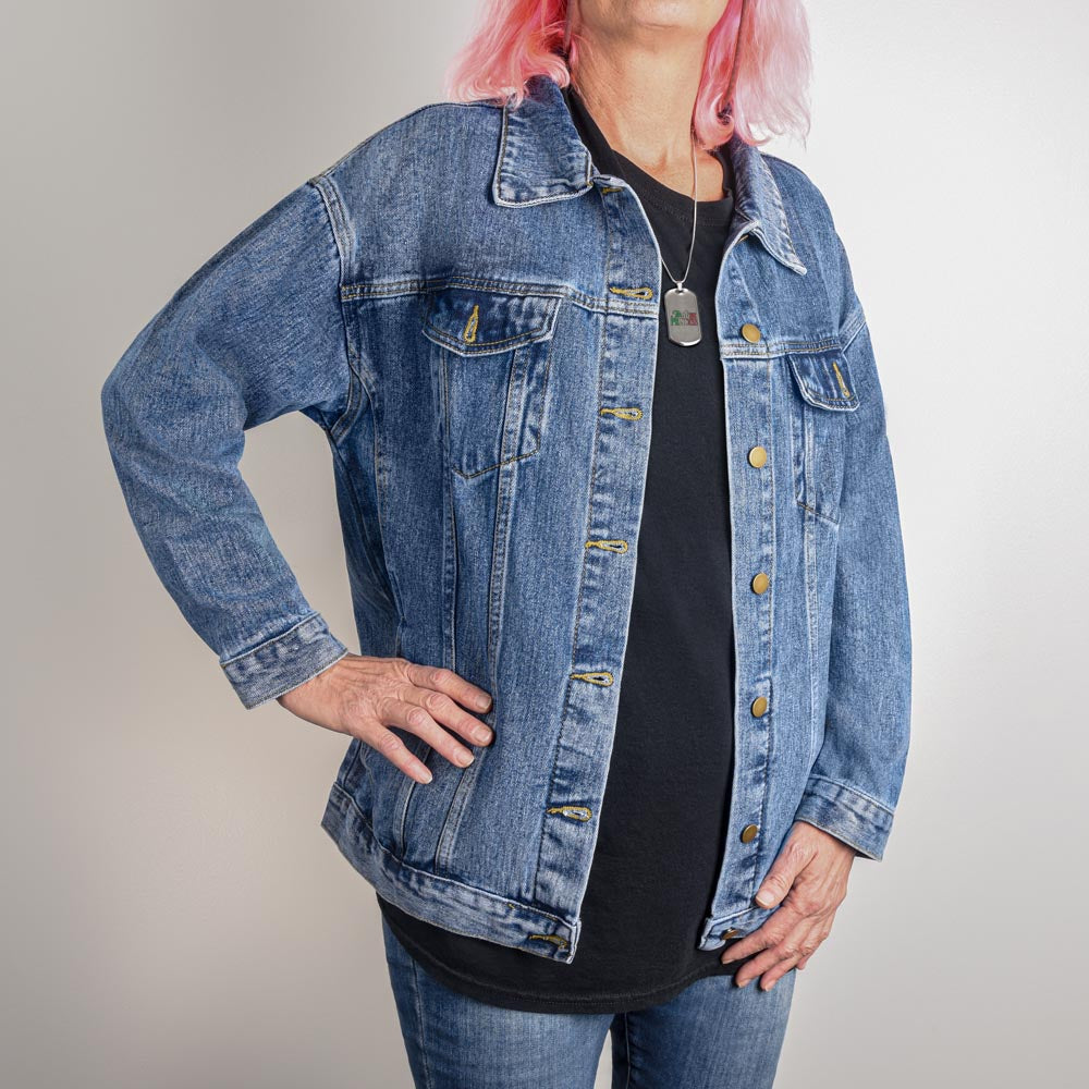 Guam PI Heart Oversized Women's Denim Jacket