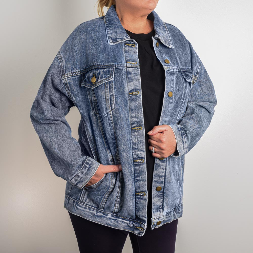 Heart Guam Color Oversized Women's Denim Jacket