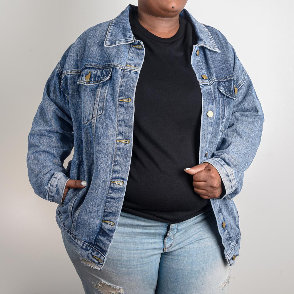 Heart Guam Color Oversized Women's Denim Jacket
