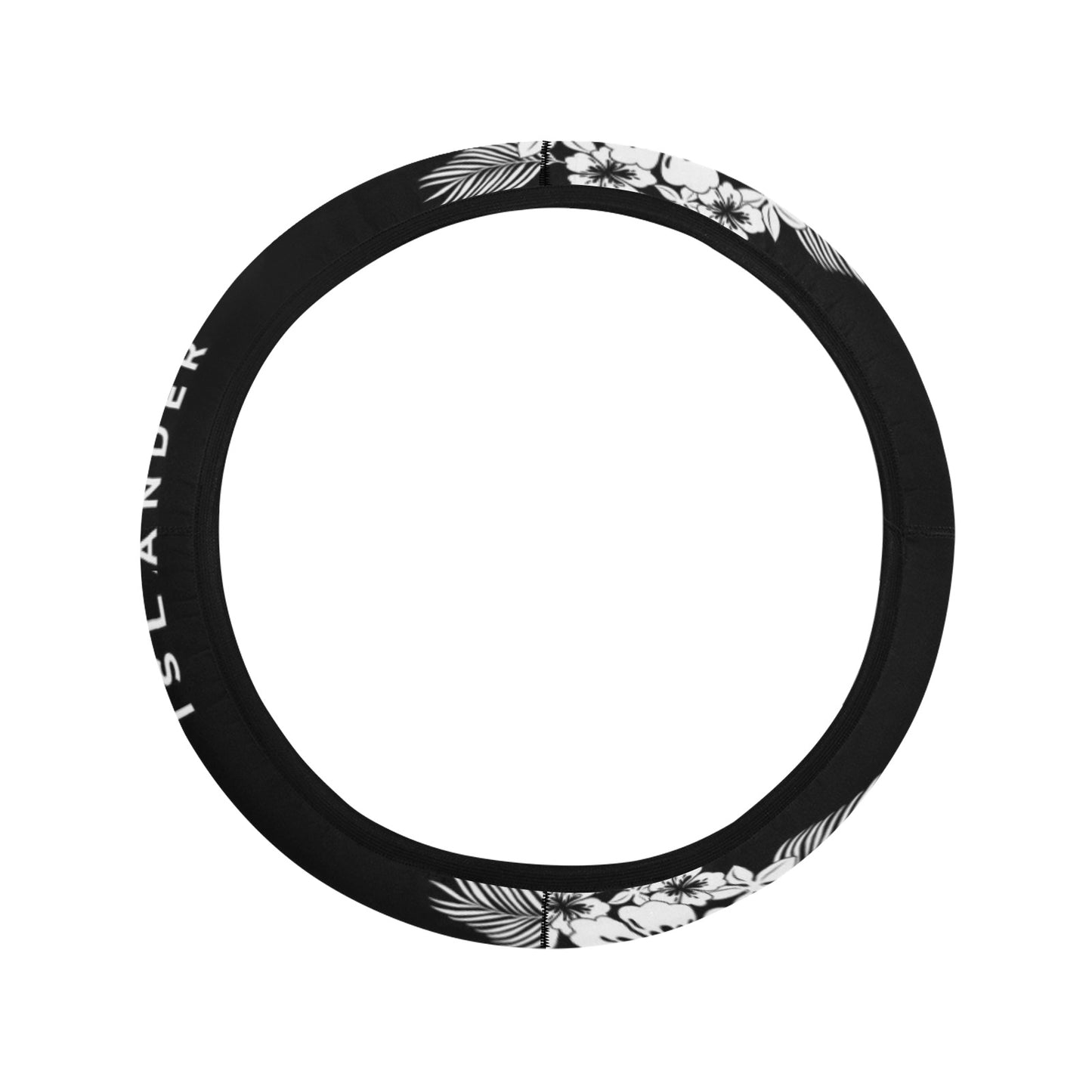 Tropical Hibiscus Islander Guam CNMI Black Steering Wheel Cover with Anti-Slip Insert