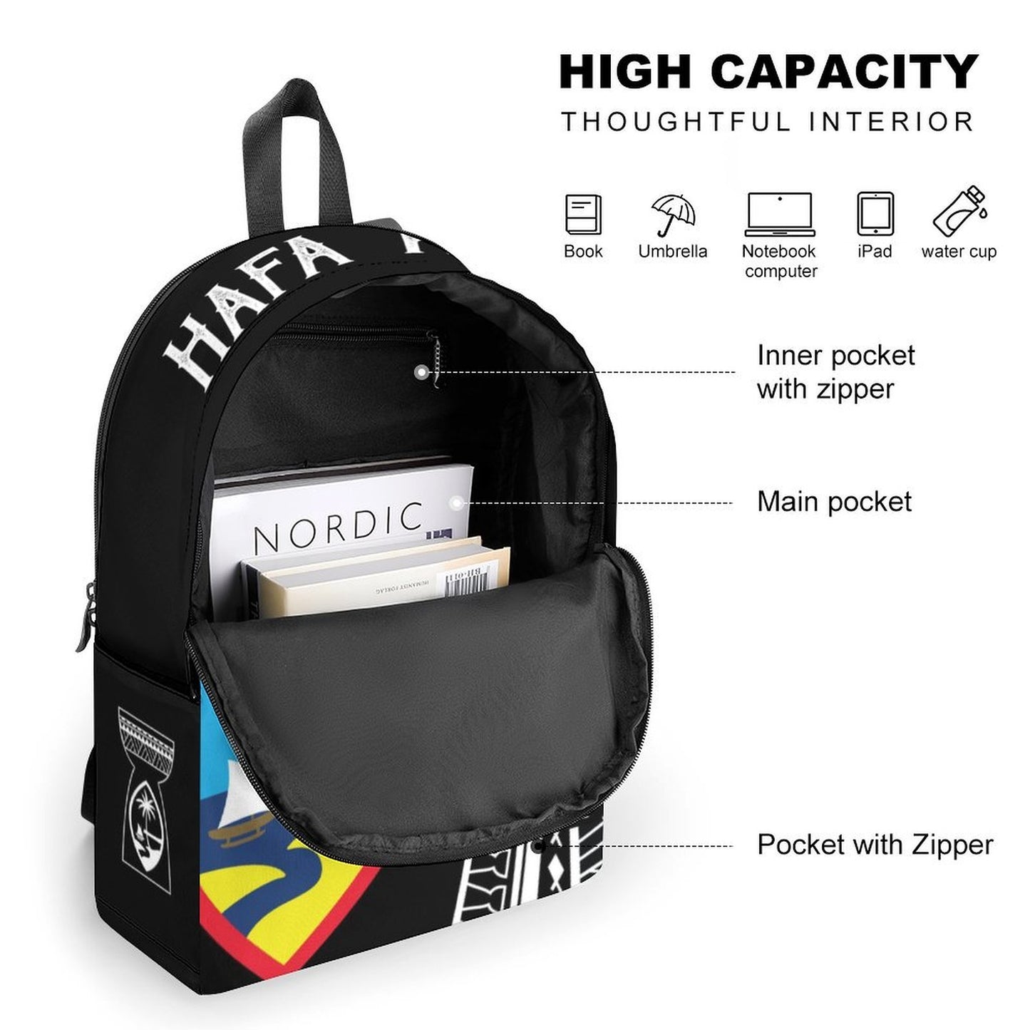 Hafa Adai Guam Tribal Dual-Compartment Backpack