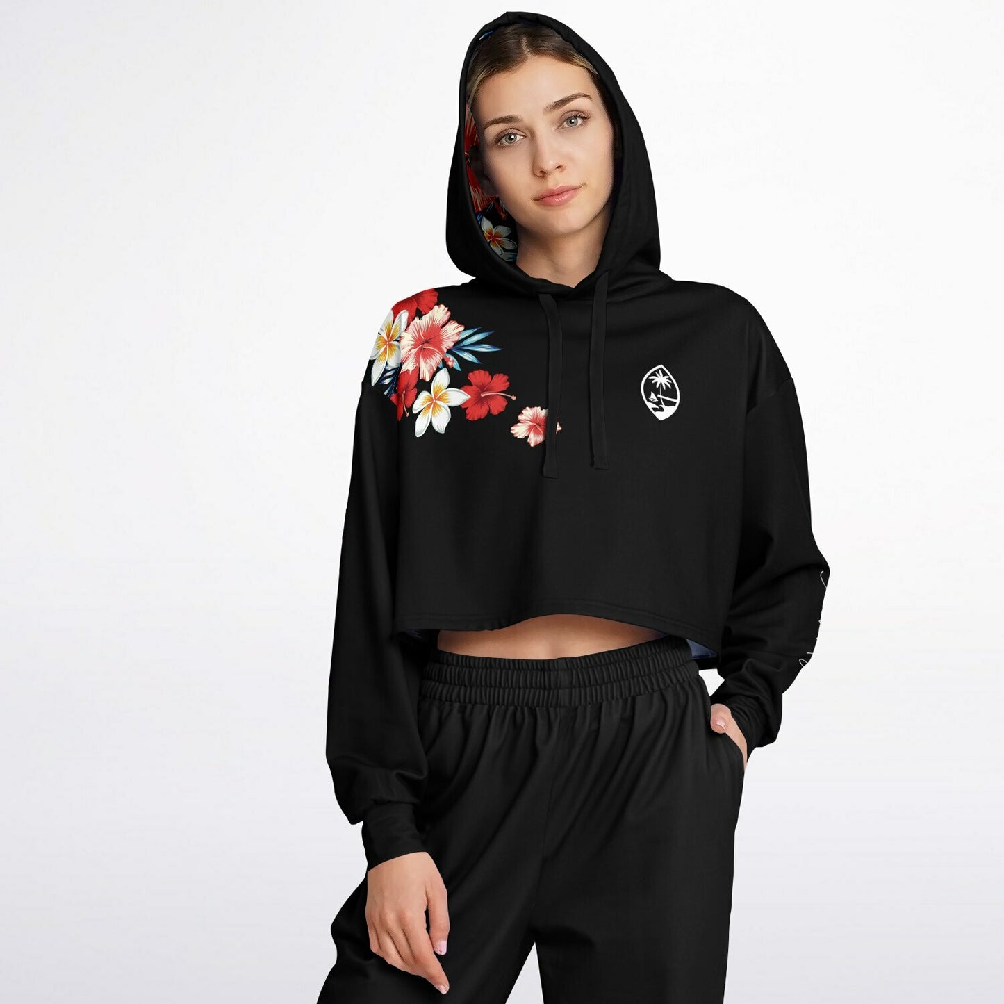 Guam Tropical Floral Cropped Hoodie