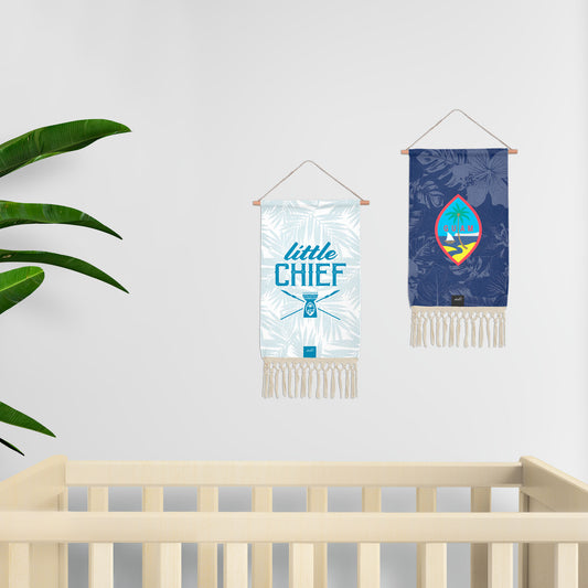 Little Chief Guam Light Blue Linen Hanging Poster