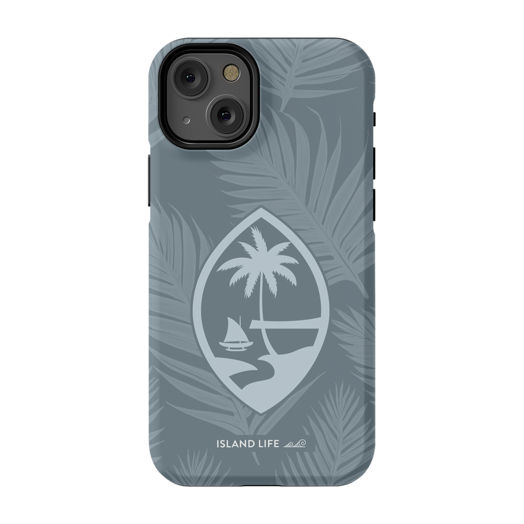 Guam Modern Leaves Slate Blue Premium Glossy Tough Phone Case