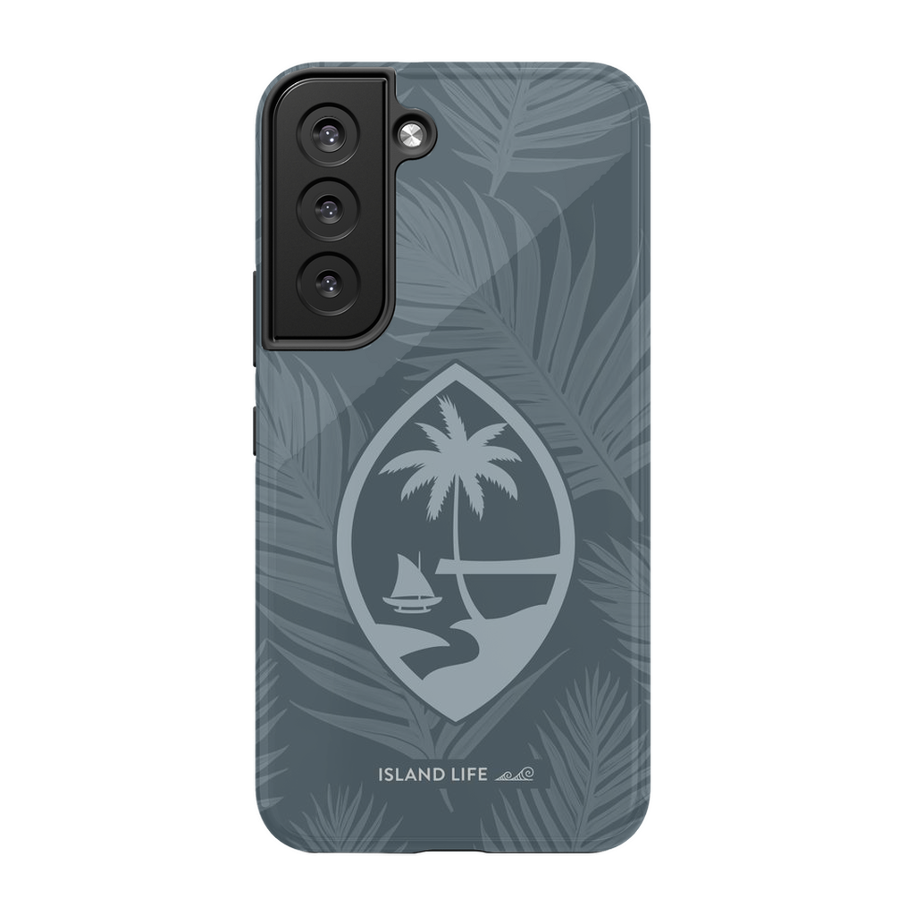 Guam Modern Leaves Slate Blue Premium Glossy Tough Phone Case