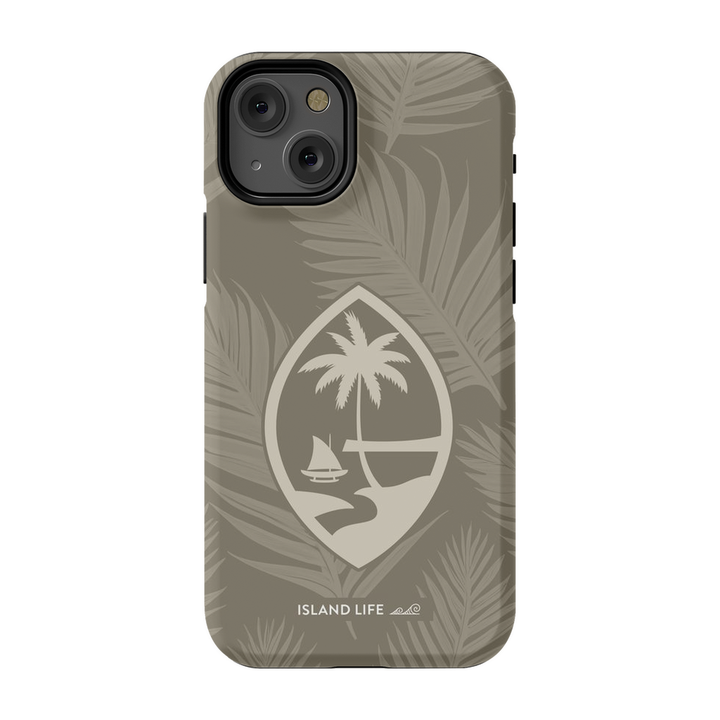 Guam Modern Leaves Khaki Premium Glossy Tough Phone Case