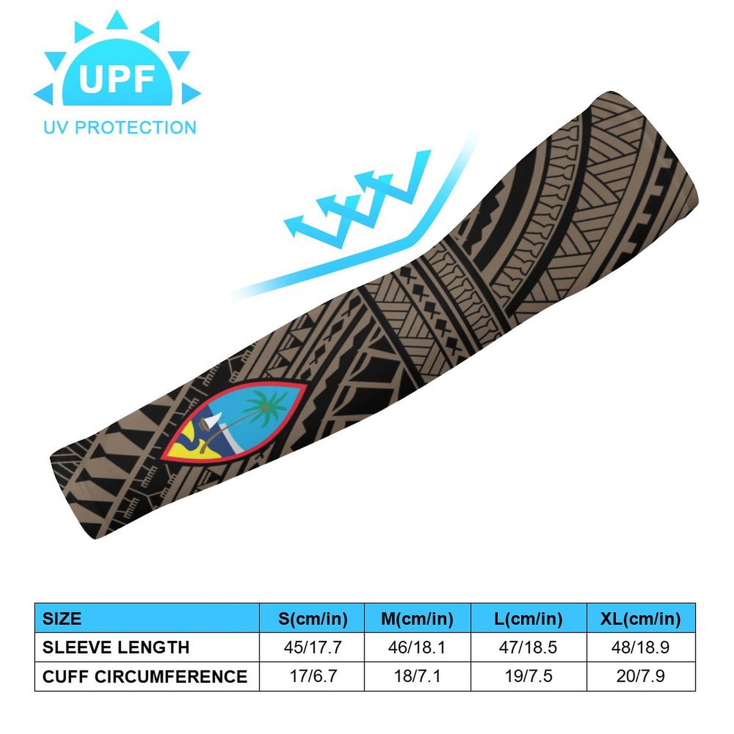Guam Seal Tribal Brown All Over Print Arm Sleeves