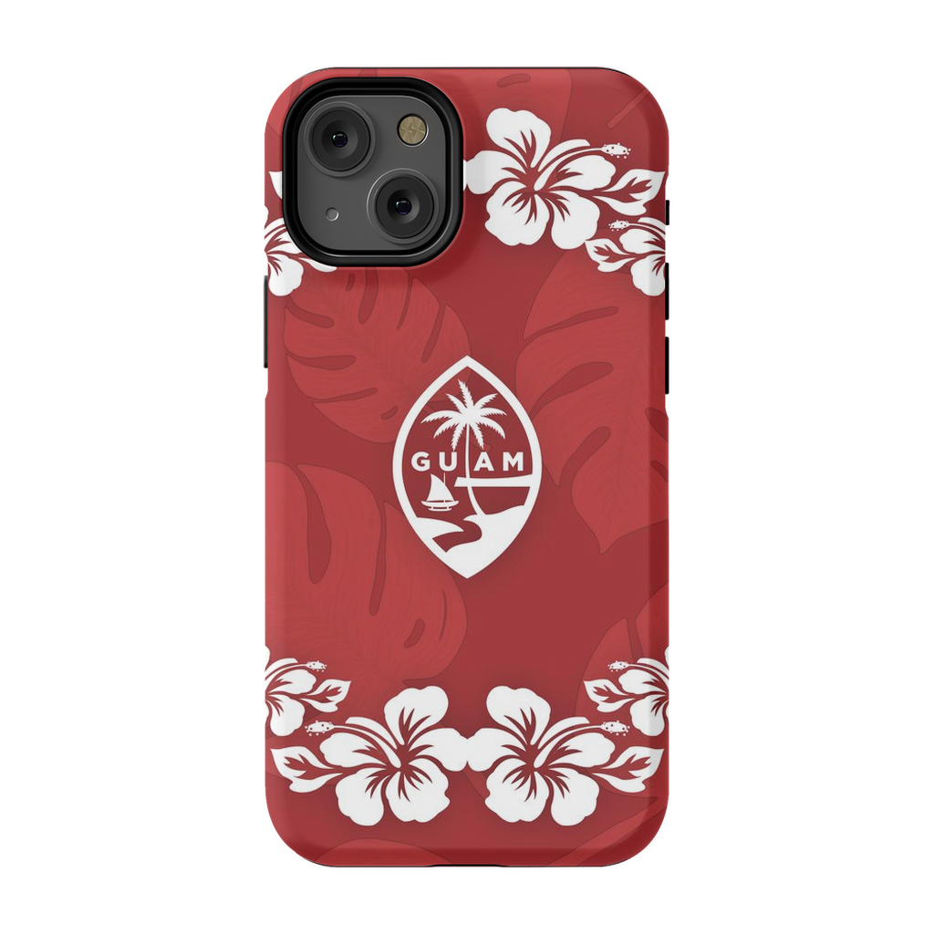Guam Seal Red Hibiscus Premium Glossy Tough Phone Case