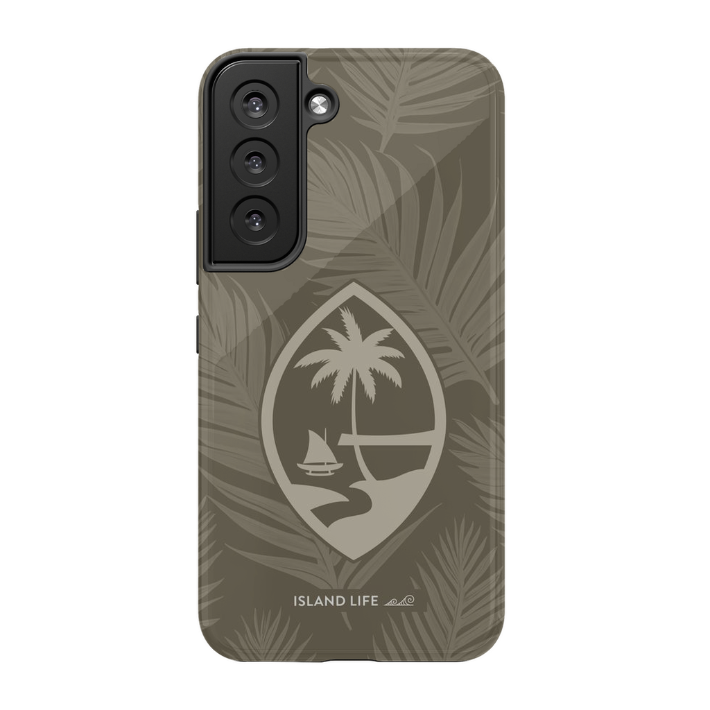 Guam Modern Leaves Khaki Premium Glossy Tough Phone Case