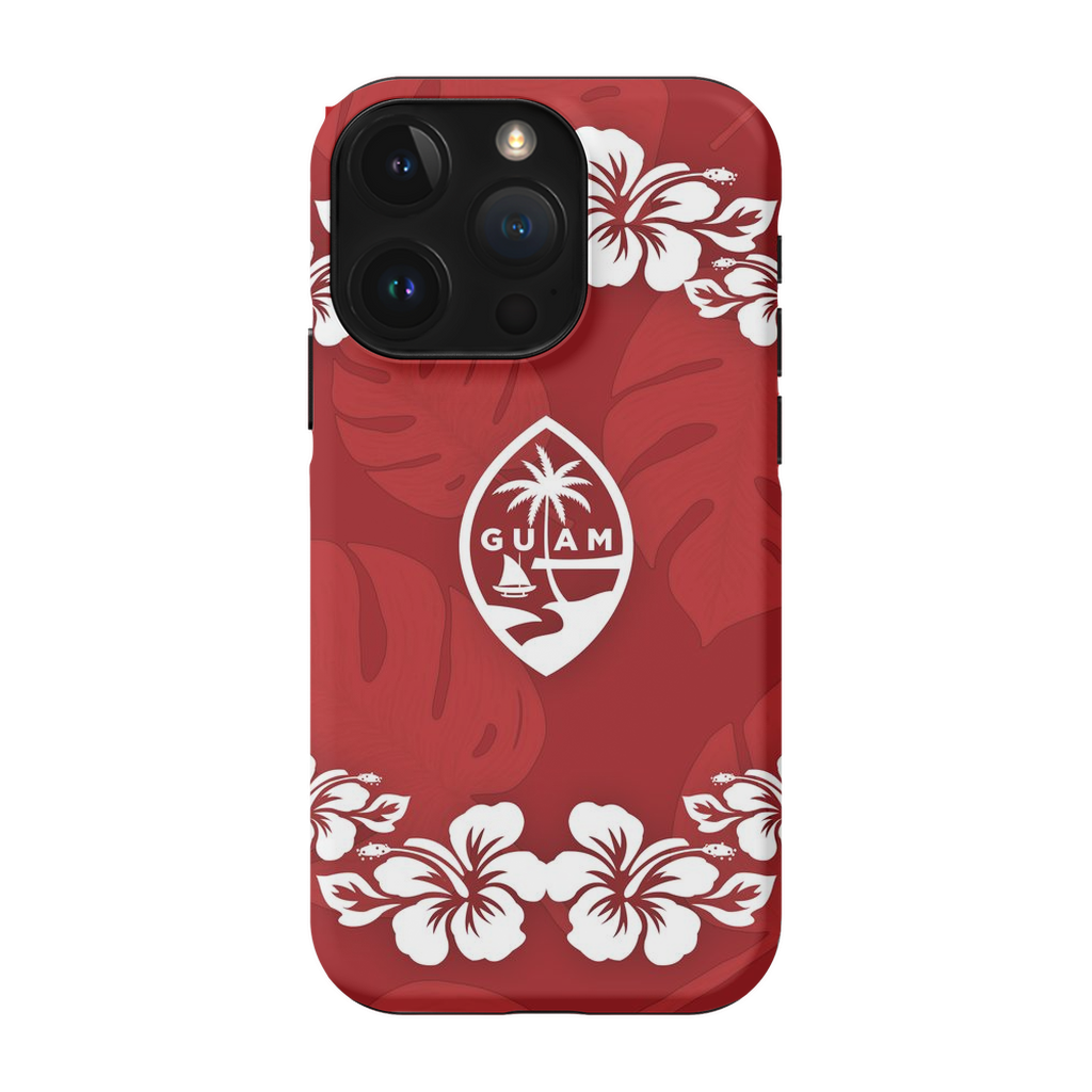 Guam Seal Red Hibiscus Premium Glossy Tough Phone Case
