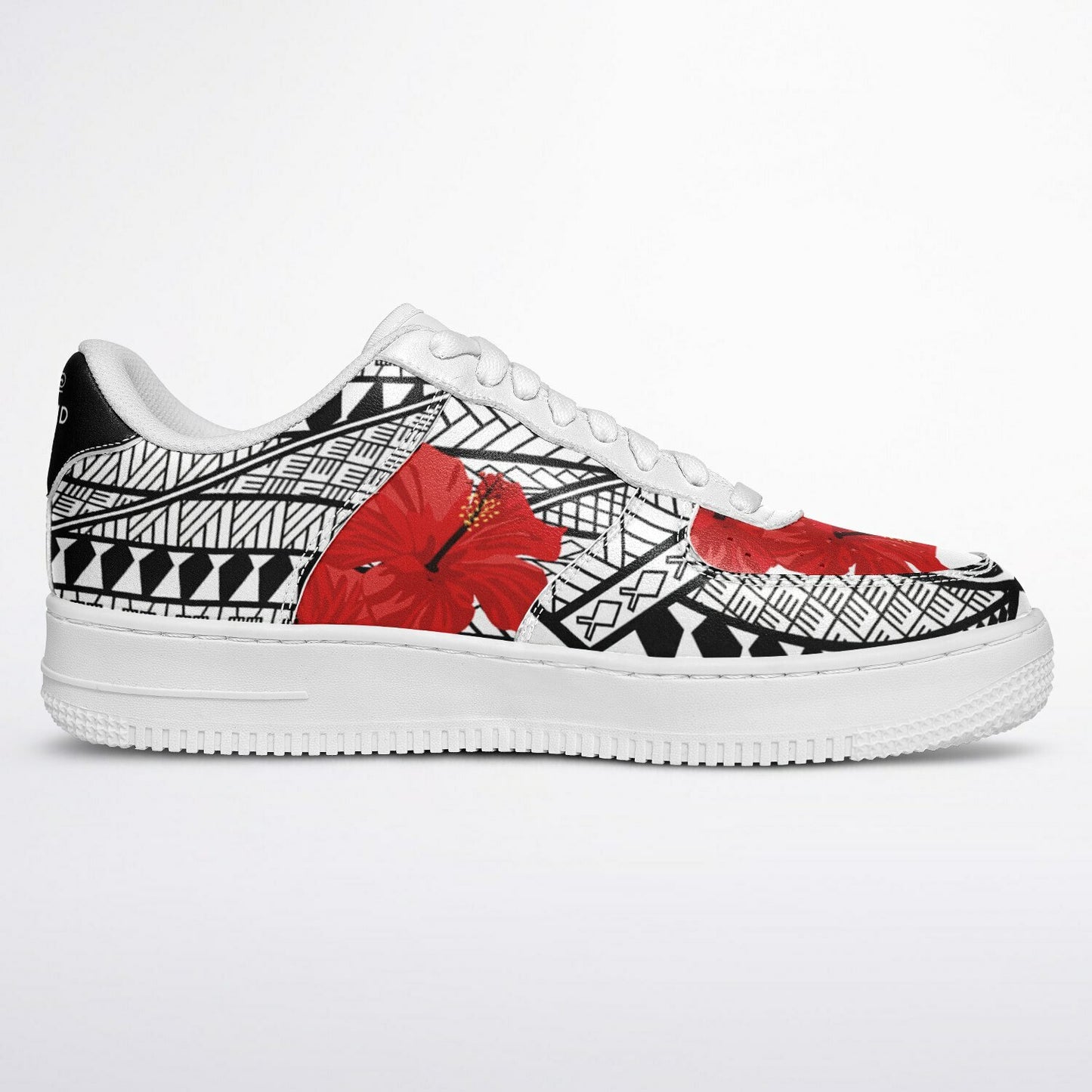 Guam Red Hibiscus Tribal White Core Low Shoes