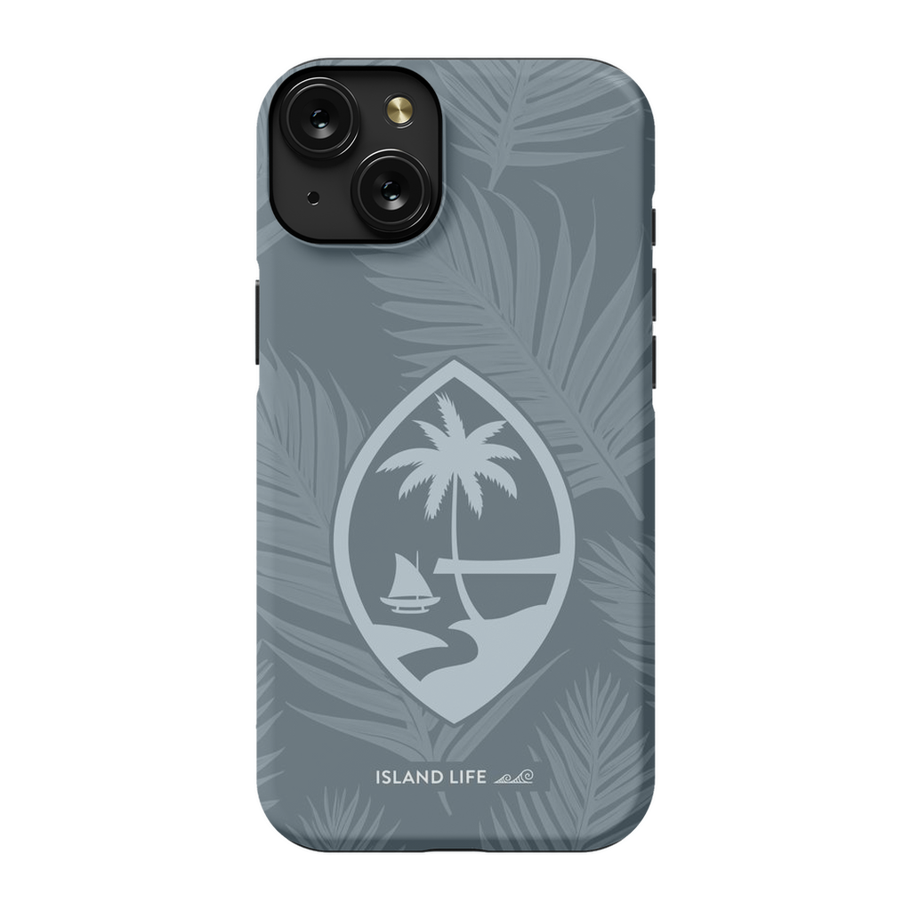 Guam Modern Leaves Slate Blue Premium Glossy Tough Phone Case