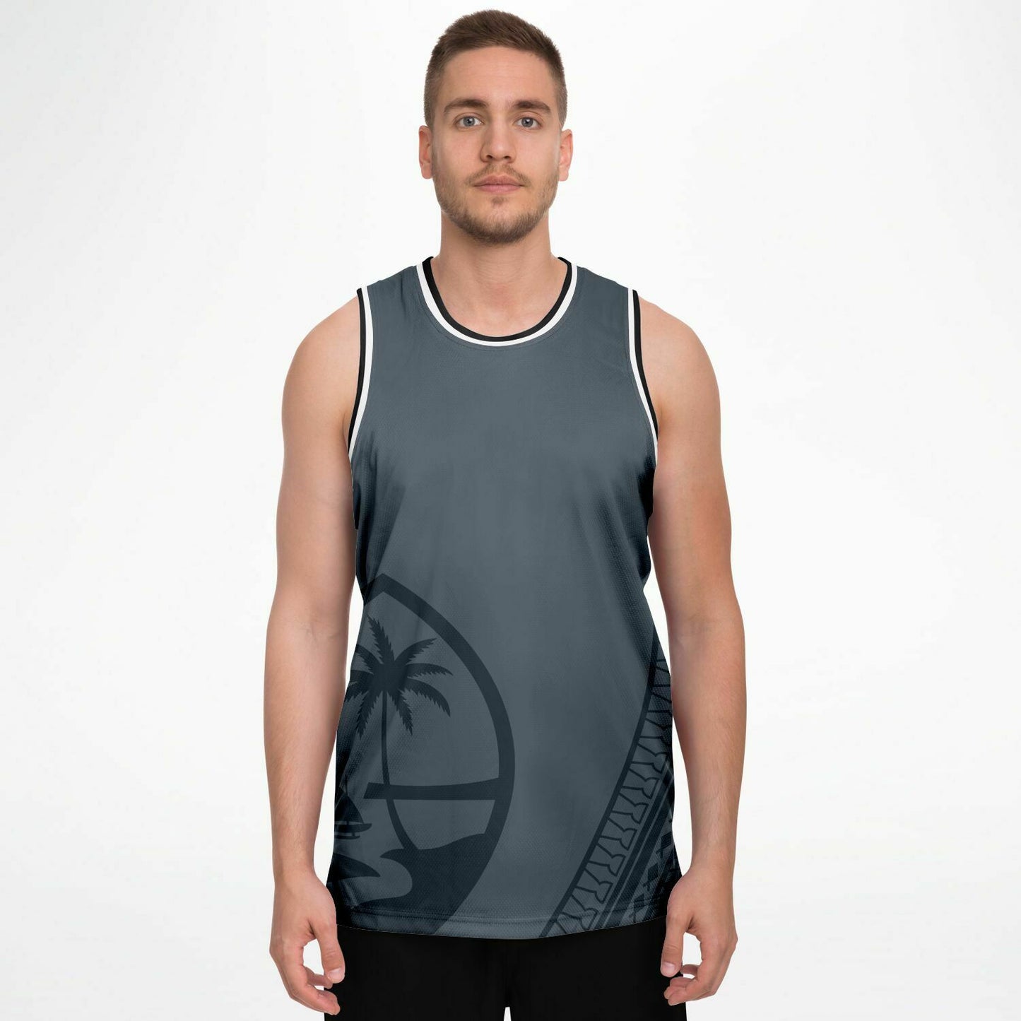 Guam Seal Tribal Gray Basketball Jersey
