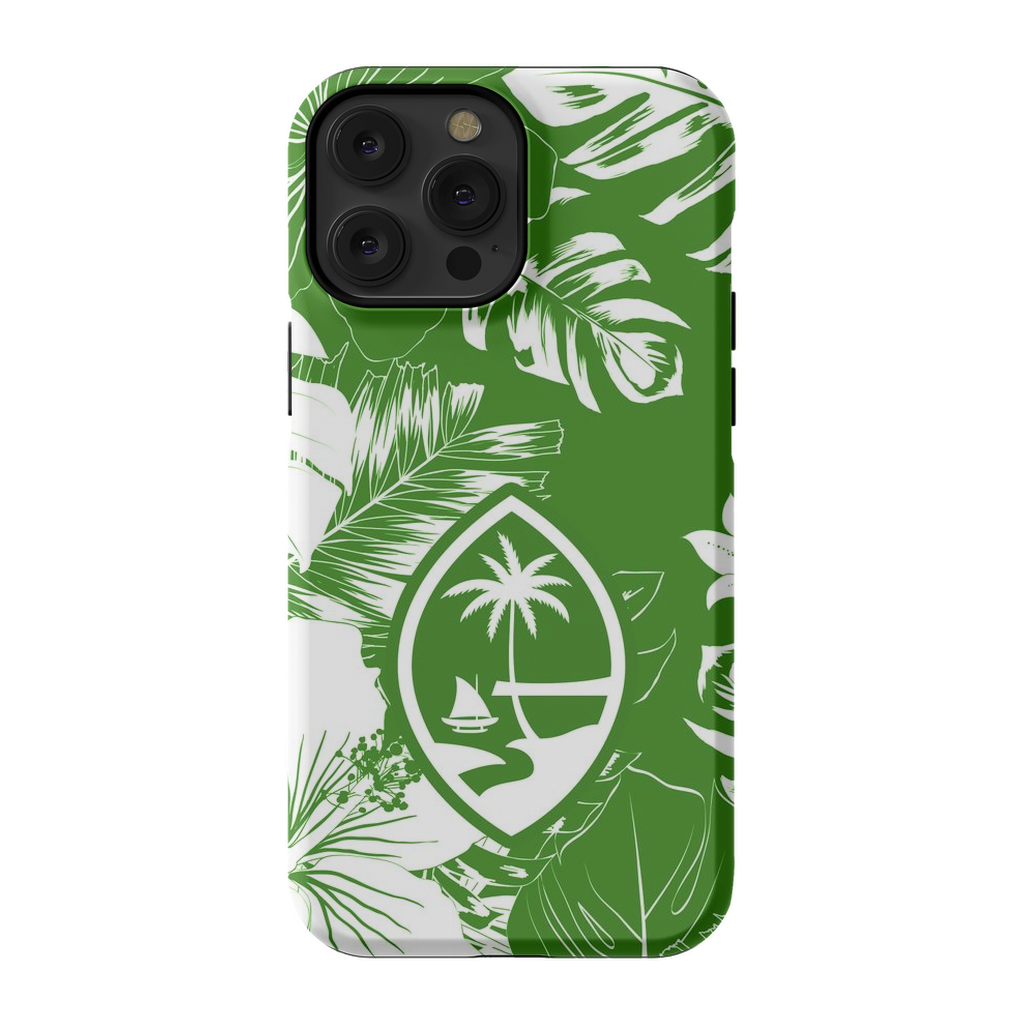 Guam Hibiscus Floral Green Premium Glossy Tough Phone Case