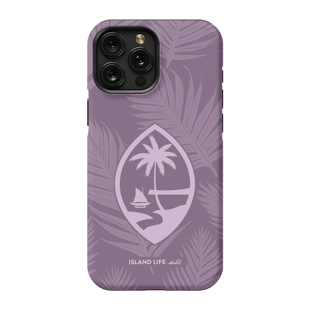 Guam Modern Leaves Purple Premium Glossy Tough Phone Case