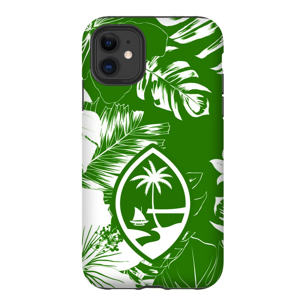 Guam Hibiscus Floral Green Premium Glossy Tough Phone Case