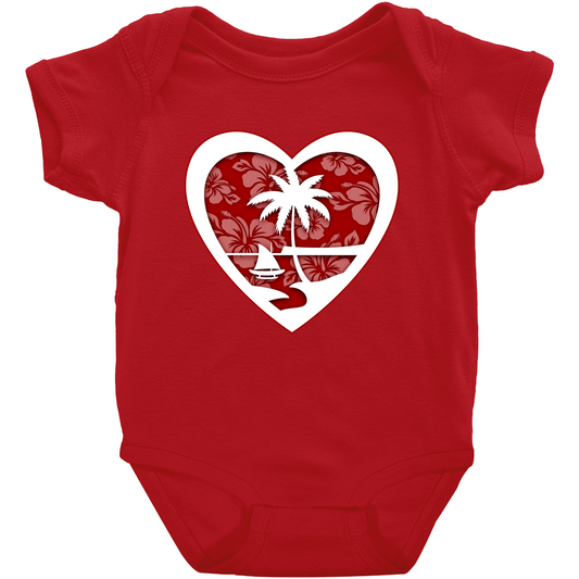 Heart Guam Hibiscus Red Baby One Piece Bodysuit