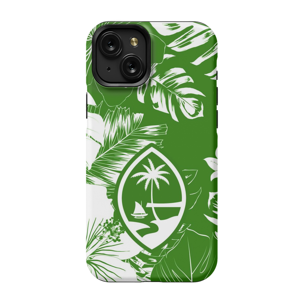 Guam Hibiscus Floral Green Premium Glossy Tough Phone Case