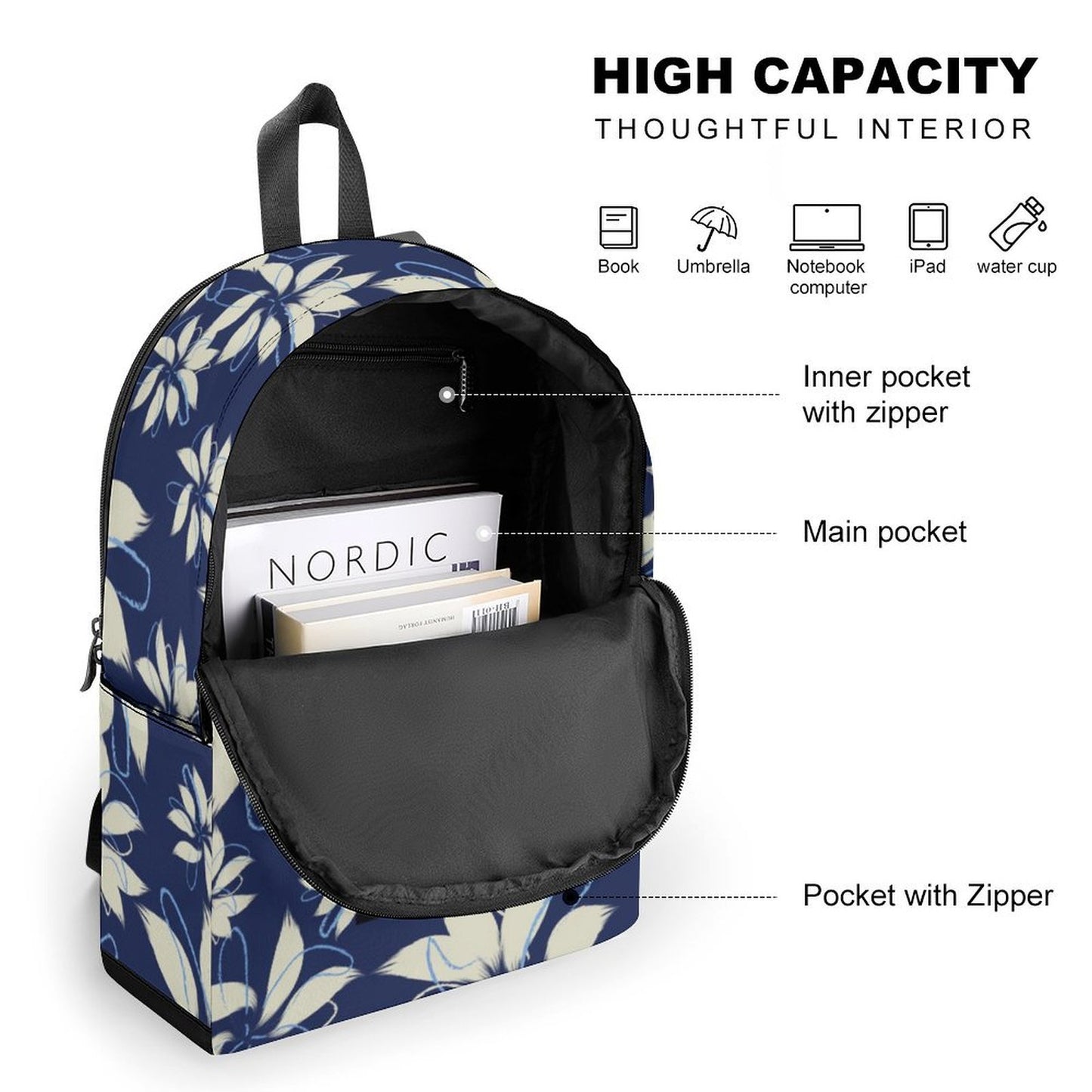 Guam Tropical Deep Blue Dual-Compartment Backpack