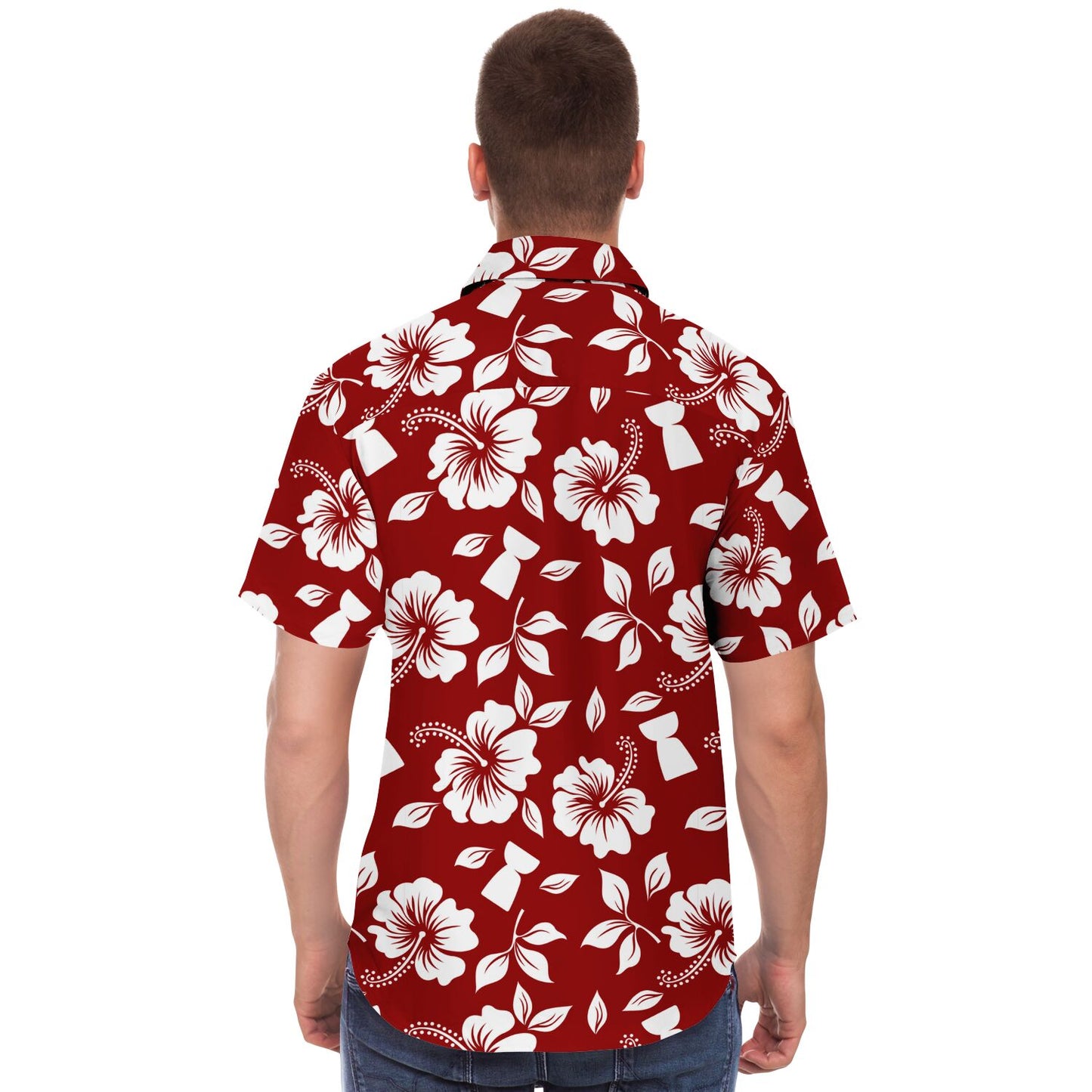 Hibiscus Latte Stone Guam CNMI Button Down Shirt
