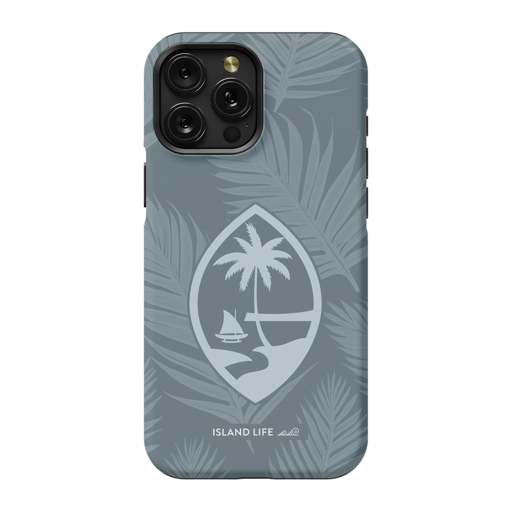 Guam Modern Leaves Slate Blue Premium Glossy Tough Phone Case